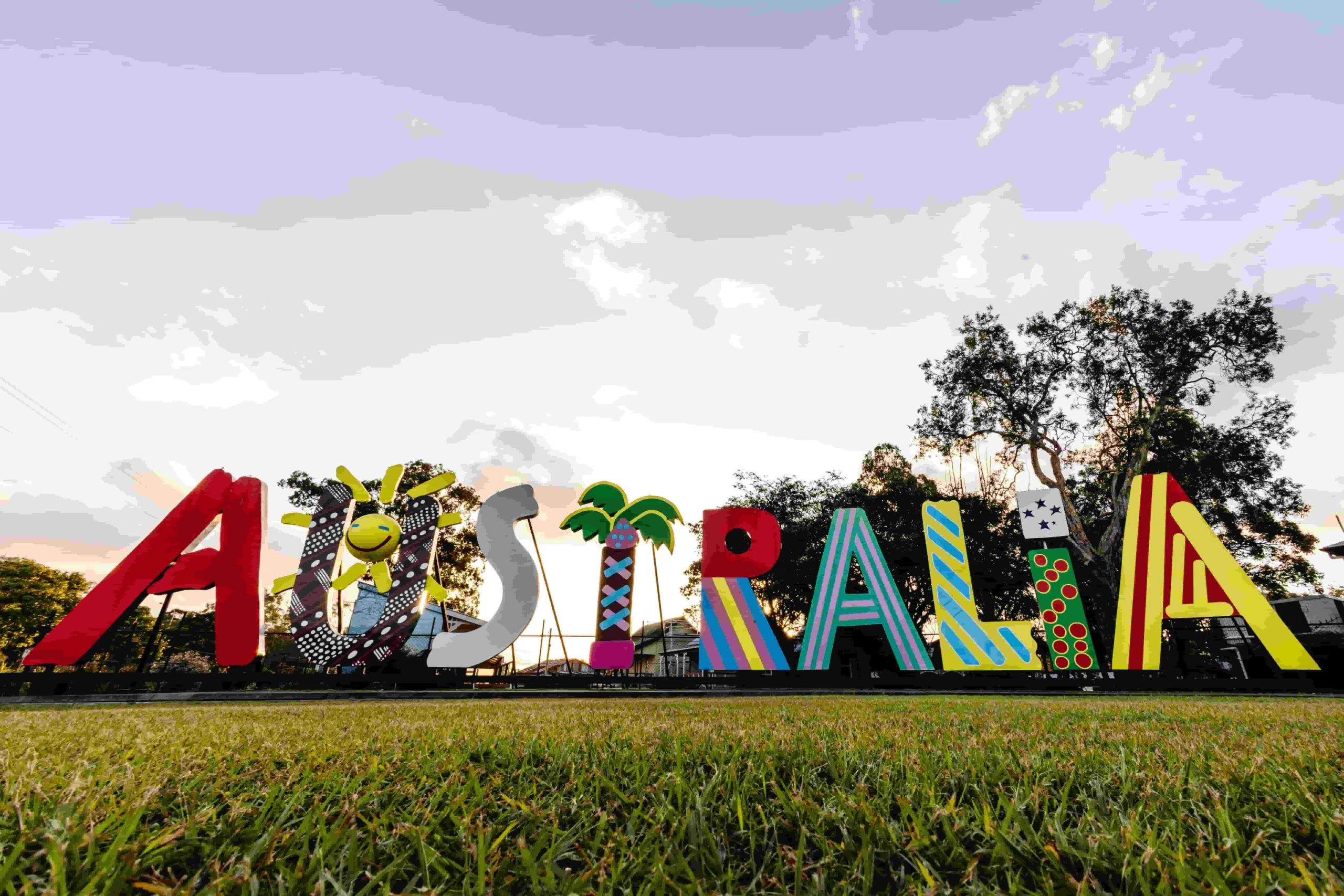 Giant colorful letters of Australia, a destination with job offers for students